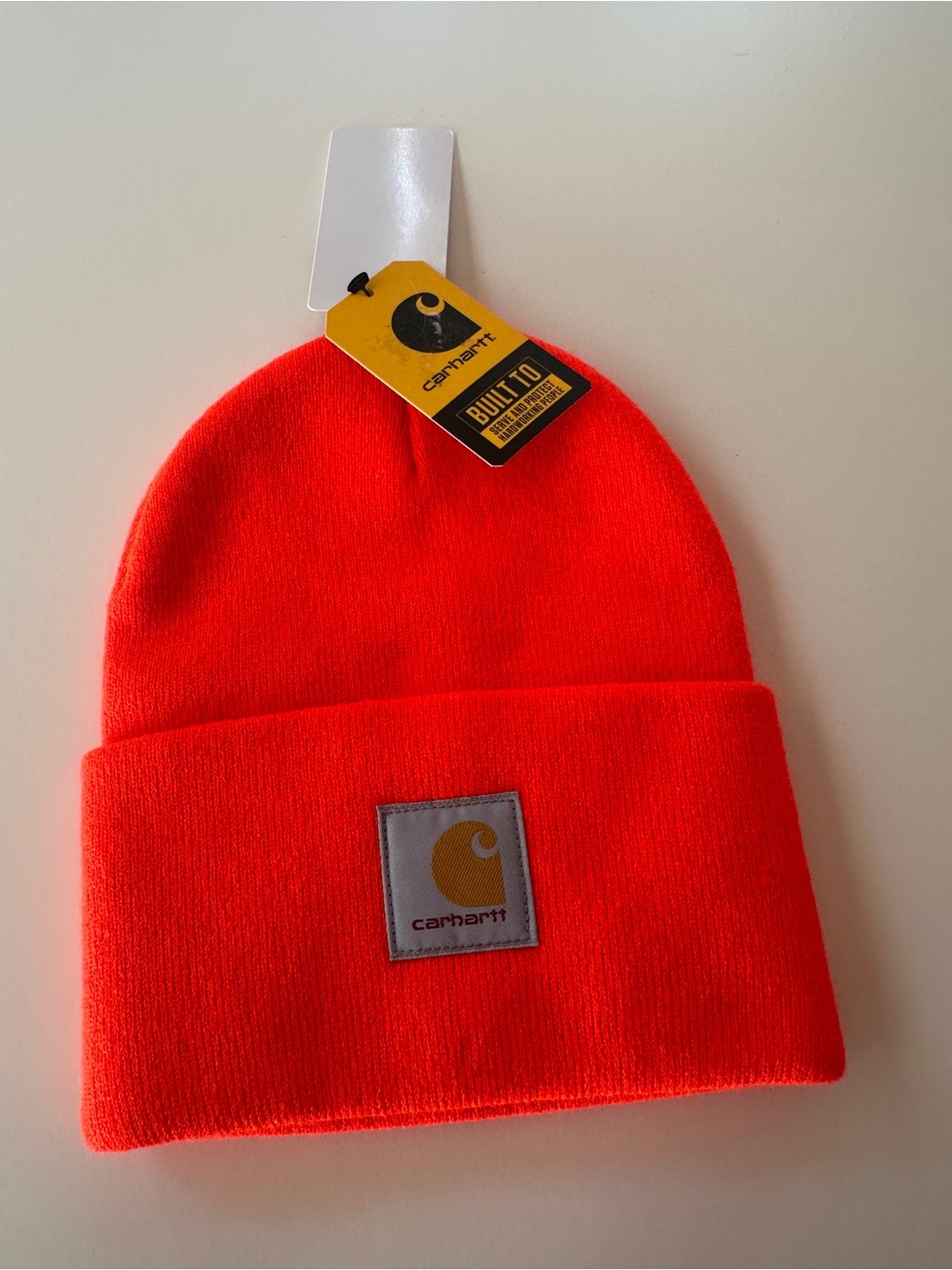 Carhartt A18 Knit Cuffed Beanie Bright Orange One Size NWT